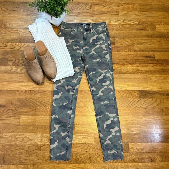 Hudson Jeans Denim - Hudson Women’s 26 Green Camouflage Barbara High Waist Super Skinny Ankle Jeans